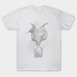 fantasy shapes in grey and black on pink T-Shirt